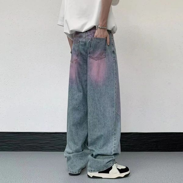 

Purple gradient jeans Men's summer thin 2023 new fashion American High street loose straight tube dopamine pants 47, Darkcyan