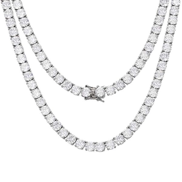 

Fine Jewelry Hip Hop Men Women Gold Plated Sterling Sier VVS Moissanite Diamond Cluster Tennis Chain Necklace