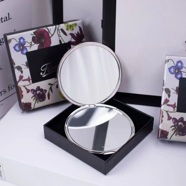 

Flora Beauty Mirror Women Silver Compact Mirror Travel Makeup Mirror Stainless Steel Pocket Vanity Mirror 2 Sided Portable Folding Hand Mirror
