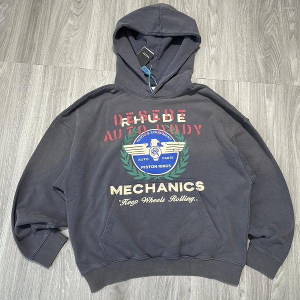 

Men' Hoodies Frog Drift Brand Fashion Graphics Logp Print Cool Unisex Tops Oversize Washed Old Vintage Hooded For Men Pure Cotton, Coffee grey