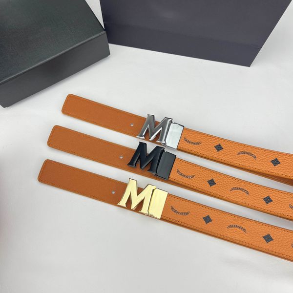 

Womans Belts Designer Genuine Leather Casual Mans Belt Letters Smooth Buckle 3 Color Plated Gold Buckles, B1