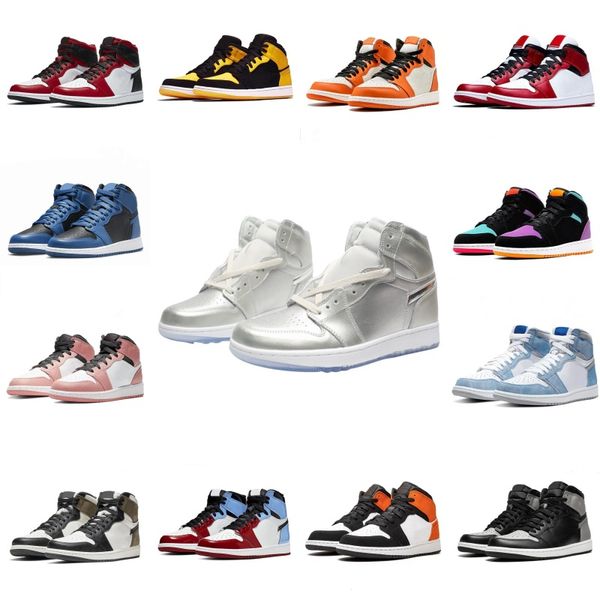 

Slippers Jumpman 1s high top sneakers men women basketball shoes Chicago University Blue Dark Mocha UNC Light Smoke Grey Hyper bred royal Silver Toe Shadow Twist, 42