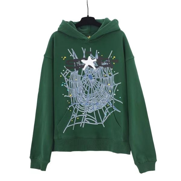 

2023 Sp5der designer green hoodie men sweatshirt top quality sweat shirt youth pop fashion trend loose long-sleeved hoodie with print pant hoodie set man size S-XL, 22