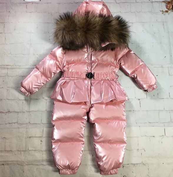 

Down Coat Winter Childrens Clothing for Girls Goose Down Warm Pink Girls Winter Coat with Real Raccoon Fur Collar 04 Years 231207