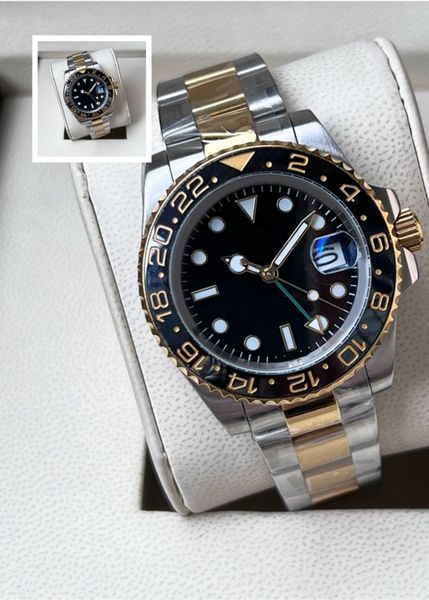 

Men's mechanical watch black ceramic dial 40mm 904L stainless steel sapphire luminous automatic mechanical watch Montre de Luxe, 15