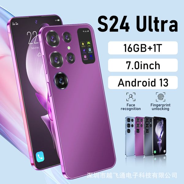 

2023 New Cross-Border Mobile Phone S24 Ultra Real 4G Android 7.0-Inch Real Perforated Large Screen Foreign Trade in Stock Mobile Phone Wholesale, Random