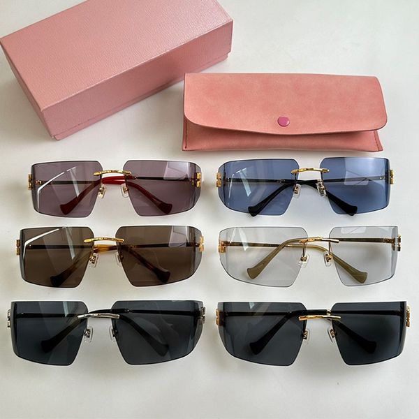 

Mens and womens designer Runway sunglasses ultra light borderless square metal Glasrai curved lenses with metal logo MU9YS suitable for face shape casual vacation