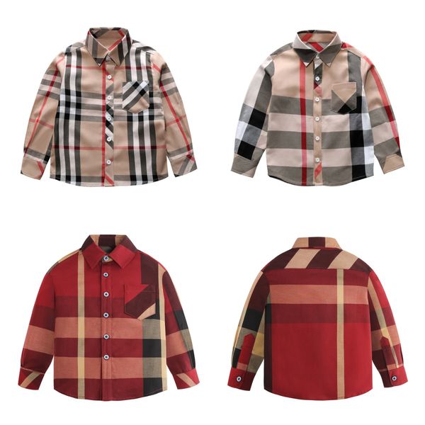 

Baby Boys Shirts Spring Girls Boys Stripe Shirt Children Long Sleeve Cotton Casual Top Classic Blouses 2-8T, Khaki2