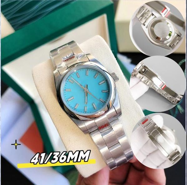 

High quality men's watch 41mm/36mm women's 904L strap light blue dial watch 2813 movement luminous sapphire waterproof watch Montreux Jason 007