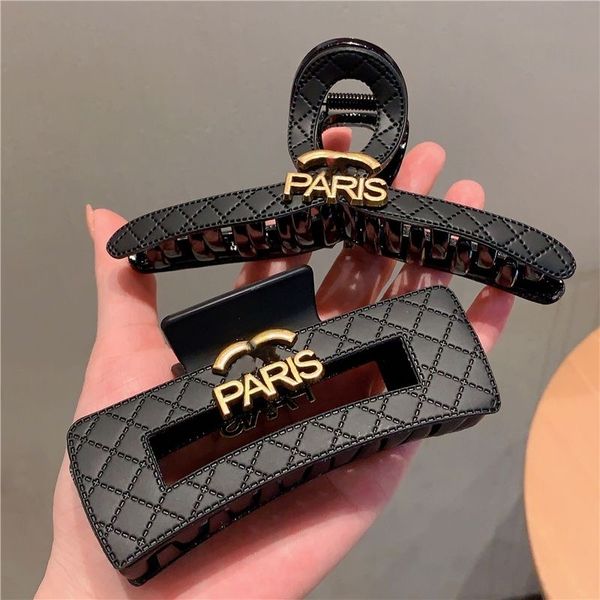 

Designer Girl Pins Leather Hair Accessories Back of head one-e ponytail grab hair large shark clip Black Color P Designers 2 Style Stock