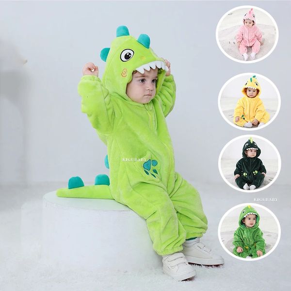 

Rompers Kigurumis Dinosaur Born Baby Clothes Pajamas Boy Girl Romper Infant Winter Warm Animal Cosplay Costume Outfit Hooded Overalls 231211, Gold