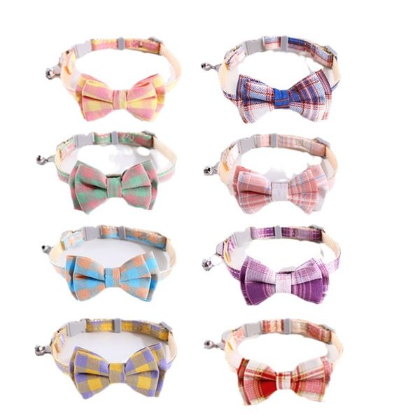 

Pet Supplies Cat Dog Collar Bowknot  Necklace Bow Tie Detachable Bell Nylon Collar Pet Accessories, Pink