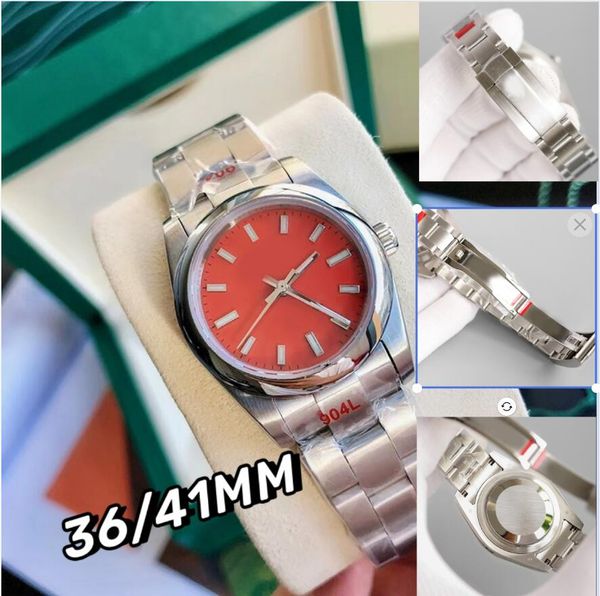 

Luxury men's watch 41mm/36mm women's 904L strap red dial watch 2813 movement luminous sapphire waterproof watch Montreux Jason 007