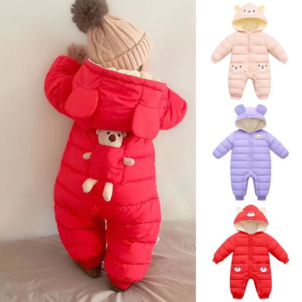 

Rompers Born Baby Quilted Jumpsuit Boys and Girls Plus Velvet Thick Cartoon Romper Toddler Cotton Clothes Autumn Winter 231211, Sky blue