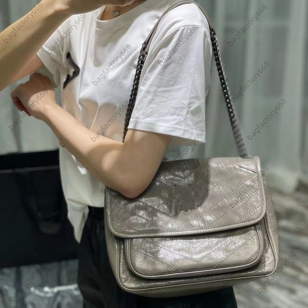 

10A TOP womens luxurys designers bags messenger handbag high quality Fashion saddle bag 28cm medium lady crossbody bag With box Y033 Black genuine leather chain bag, White