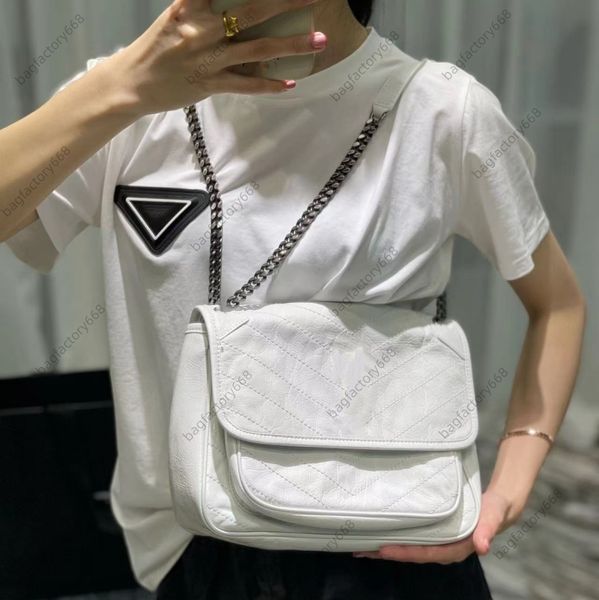 

10A TOP quality designer bag saddle bag luxurys shoulder bag 28cm medium lady Fashion crossbody bag genuine leather chain bag wallet With box Y033 White messenger bag