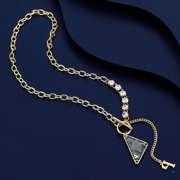 

2023 new luxury brand designer inverted triangle pendant men's and women's necklaces trend fashion with diamonds hip-hop necklaces exquisite simple pendant necklace