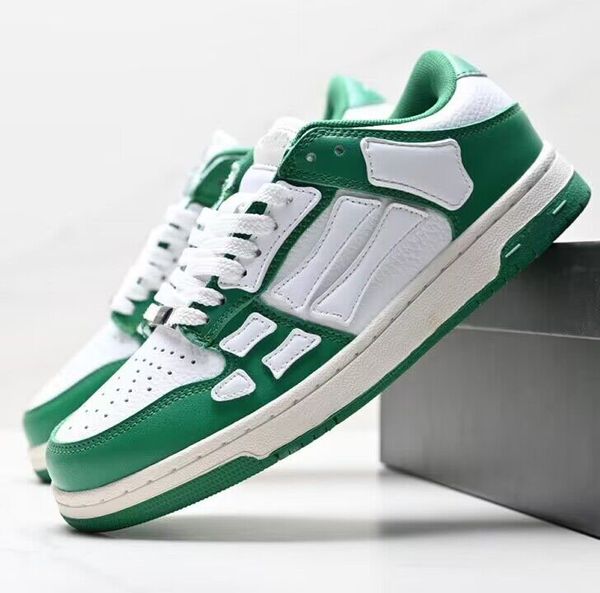 

High Quality Luxury Skeleton Low-skel Top Designer Shoes Men sneakers Shoes Grained Leather Warehouse Skateboard Walking Women Trainers White Black Outdoor Sports, 3_color