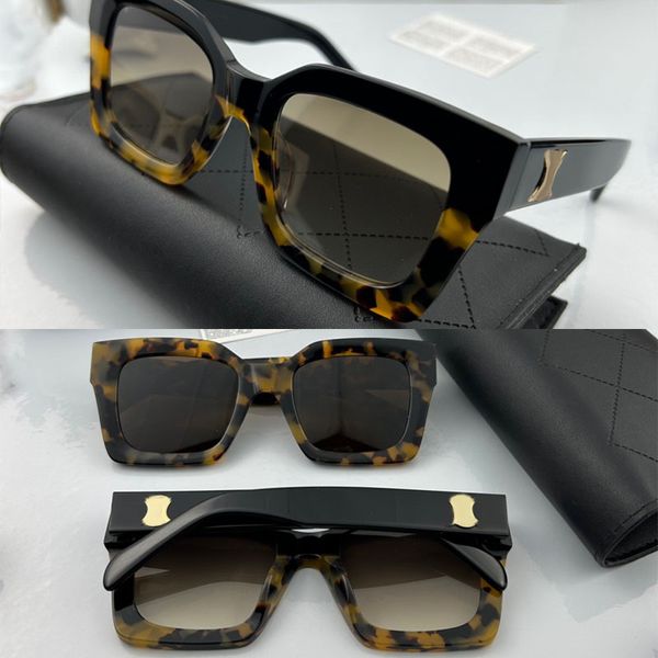 

TRIOMPHE SUNGLASSES IN ACETATE a luxurious men and women designer with high-quality square large frame gold metal logo on temples CL143S leisure vacation and travel