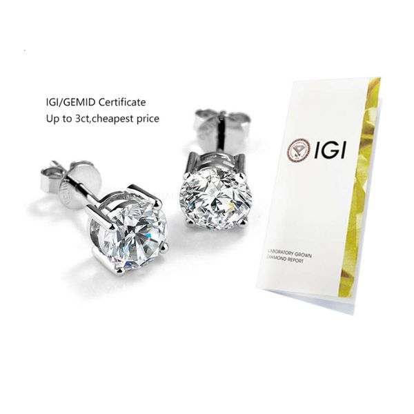 

Cadermay CVD HPHT 0.5Ct 1Ct 2Ct Lab Diamond Earrings 14K 10K 4 Prons Screw/Push Back Lab Grown Diamond Solitaire Stud