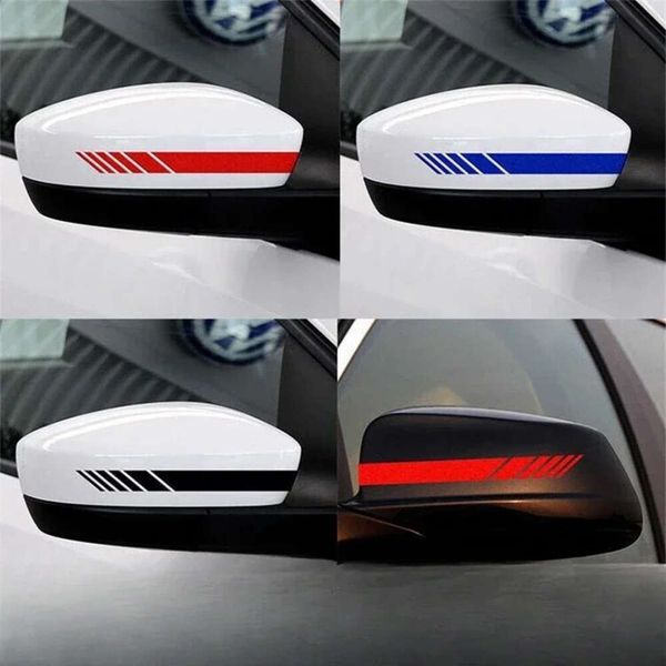 

New 2Pcs Universal Auto Non Fading Fashion Color Stripe Car Sticker Racing Strips Side Rear View Mirror Decor Decal