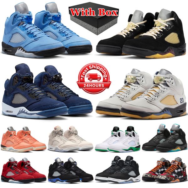 

With box 5s basketball shoes jumpman 5 men UNC University Blue Dusk Dawn Georgetown Burgundy Aqua Crimson Bliss Olive Lucky Green mens trainers sports sneakers, 36