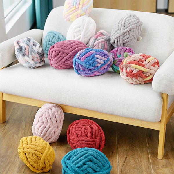 

cat Tail Yarn Handmade Ultra Thick Thread Big Ball Ice Stripe Thread Handwoven Scarf Blanket Seat Cushion Pet 5 sets/piece, Multi-colored