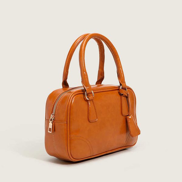 

Vintage Top Handle Boston Bag Women's Leather Handheld New Style Small Square Versatile Large Capacity Lightweight Commuter, Blue