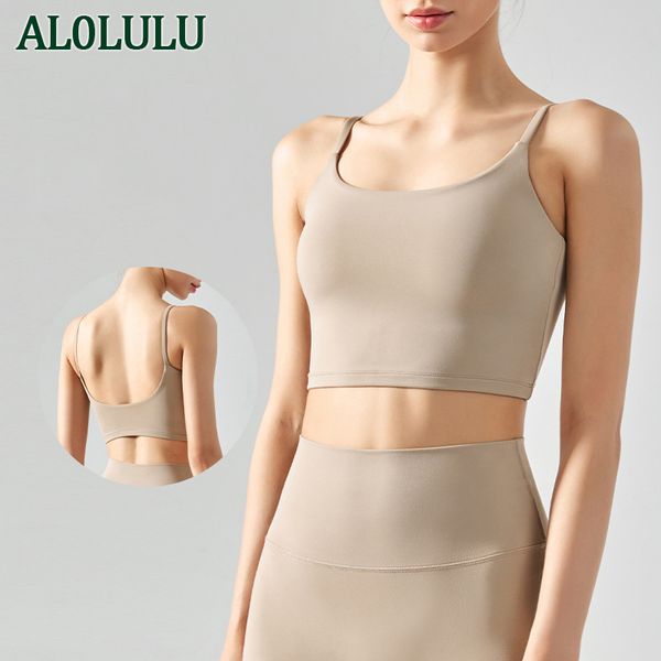 

AL0LULU Sports Bra High Elasticity with Padded Yoga Vest, Smoky gray
