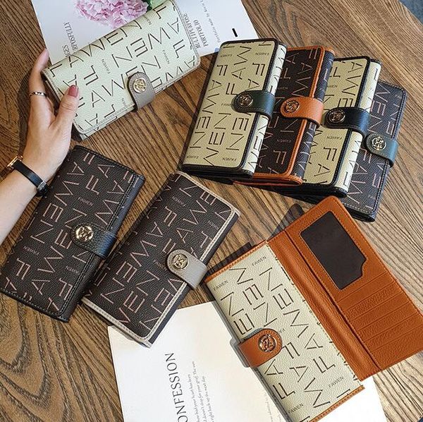 

Sales factory womens shoulder bags 7 colors classic letter printing women wallet flip multi-card mobile phone bag folding color matching leather wallets 22110#, Army green