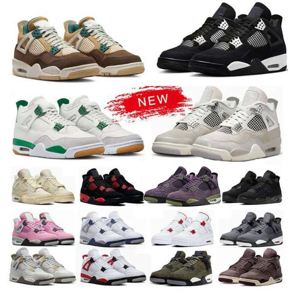 

Jumpman 4 4s Basketball Shoes White Thunder Military Black Cat Bred Seafoam Photon Dust Pine Green Red Cement Cool Grey Thunder Midnight Navy Mens Womens Sneakers, 27