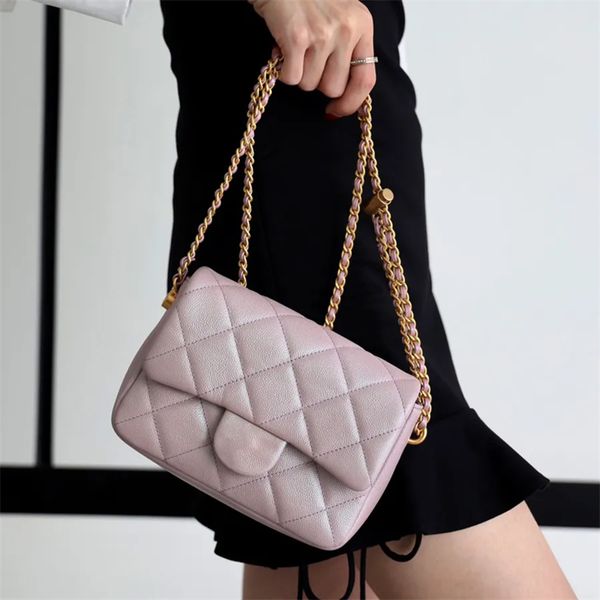 

10A Mirror quality Classic Diamond Lattice Leather Mini Flap Bag Designer Women Cross Body Bags 17CM Luxuries Designers Chains Single Shoulder Bags With Box C037