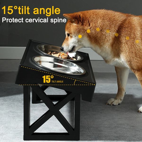 Dog Bowls Feeders Elevated Food Water Adjustable Height Double Stand Pet Feeding Dish Bowl Small Medium Big Dogs Lift Table 231213