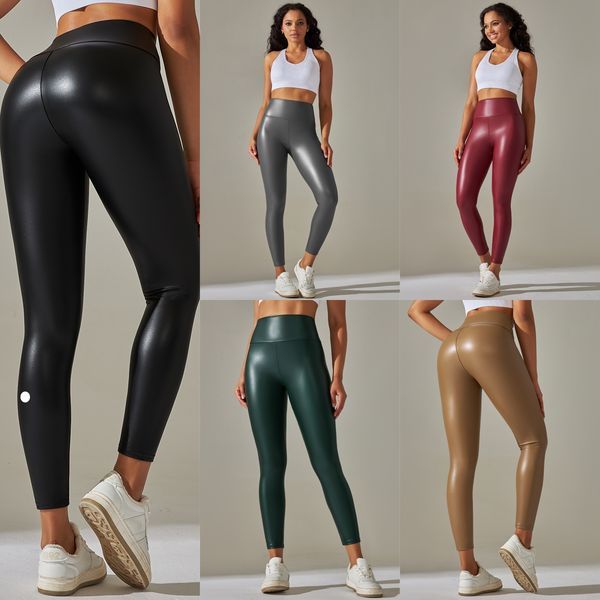 UU-1821 Plus Size Yoga Leggings High-waisted PU leather Pants Spring Autumn Elastic Sports Leggings