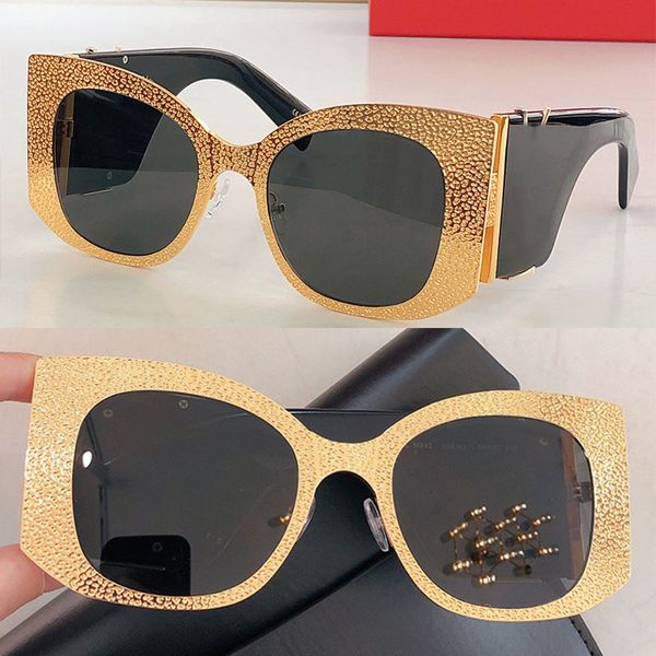 

Luxury women s oversized square cat eye metal frame sunglasses front frosted metal frame wide mirror legs with large letter logo SLM242 leisure vacation beach party