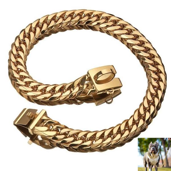 

Dog Collar Chain Leash Stainless Steel Necklace French Bulldog Pitbull Collar Strap