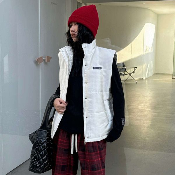 

Nylon Cotton Coat Vest Autumn/Winter New Fashion Jacquard Letter Simple And Casual Versatile Outerwear, Black