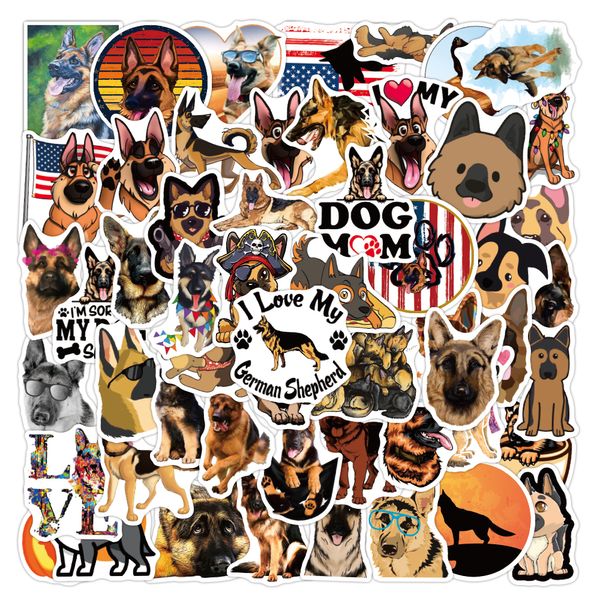 

50pcs Shepherd pet dog cute cartoon Waterproof PVC Stickers Pack For Fridge Car Suitcase Laptop Notebook Cup Phone Desk Bicycle Skateboard Case.