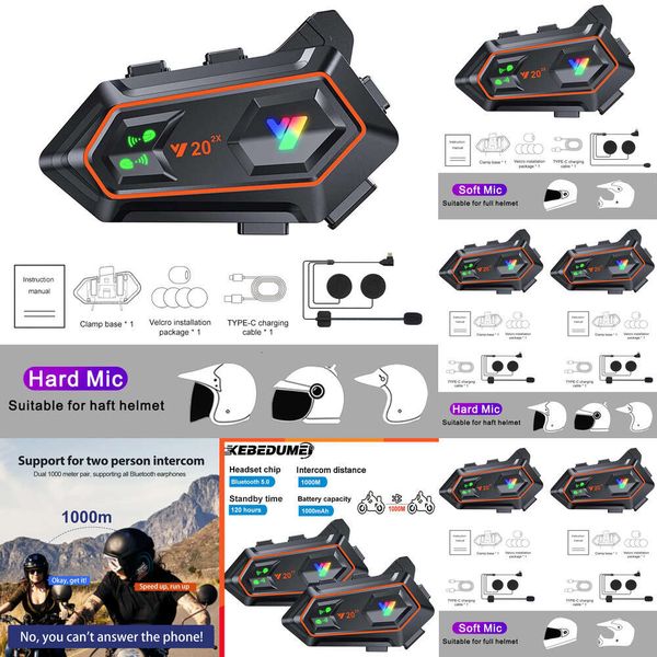 

Electronics Car 1/2Pcs Motorcycle Helmet Bluetooth Intercom Headset 1000M Interphone Intercomunicador Moto Wireless Handsfree Call Headphone unicador