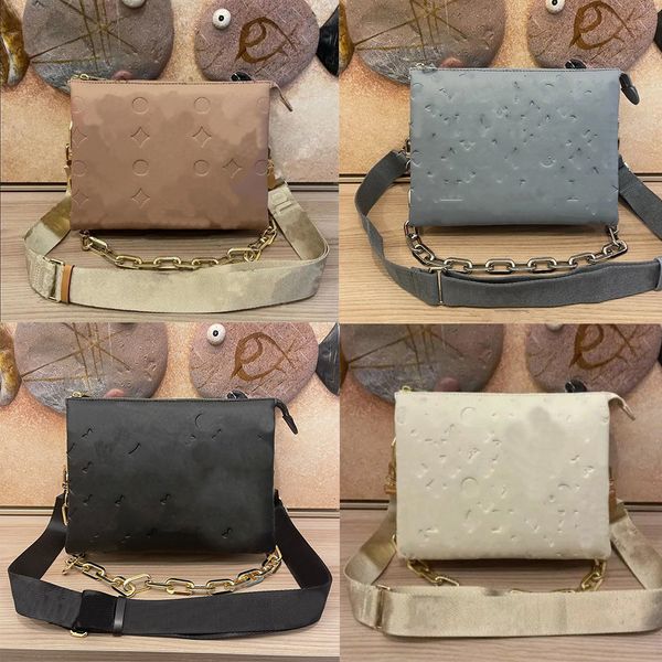 

Fashion Genuine Leather Designer bag Coussin PM Shoulder Bags Crossbody Gold Chain totes Handbag Purse pouch Wide Removable straps wallets 3 inside compartments, Yellow