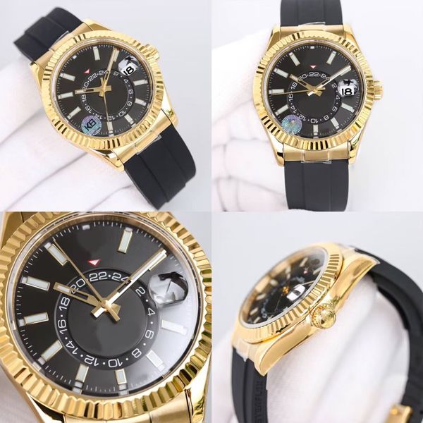 

Luxury Men's Watch High Quality Luxury Watch Double Spin SKY 42MM Automatic Mechanical Movement 904L Watch Stainless Steel Luminescent Sapphire with Box, Gold