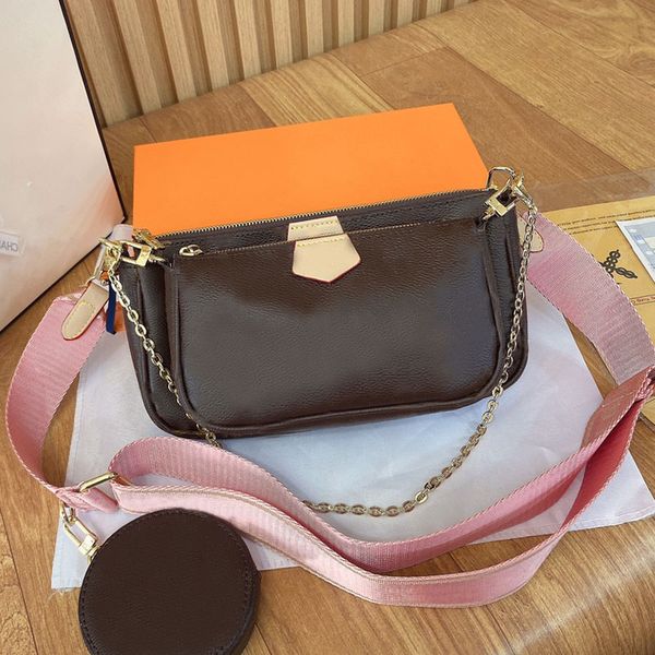 

5A Quality Hot luxurys designers kids Handbag classic designer three-piece messenger bag fashion wallet chain shoulder portable multifunctional handbag, Pink