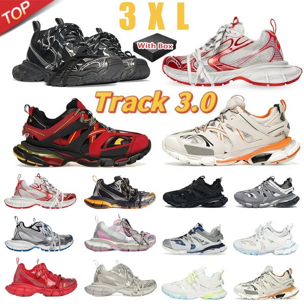 

Box 3XL with Track 3.0 Designer Shoes Men Women Tripler Black Sliver Beige White Gym Red Dark Grey Sneakers Fashion Plate for Me Casual, Chocolate