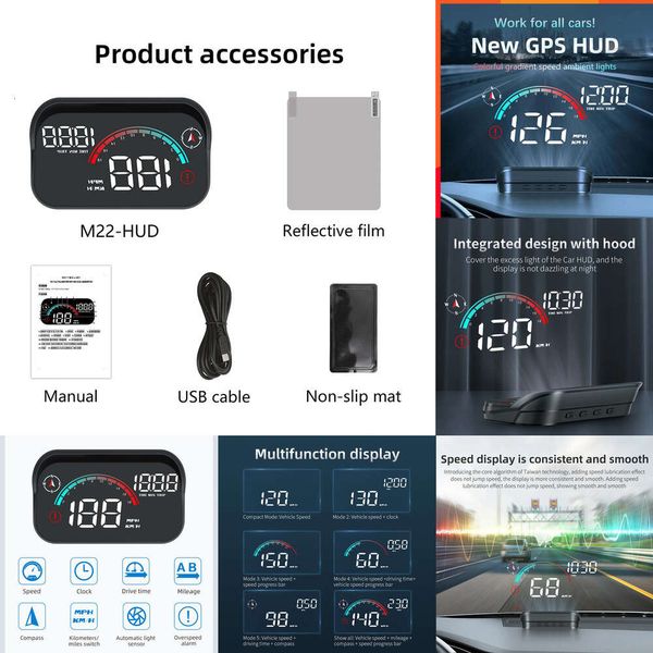 

Car Auto Electronics Head Up Display Speed RPM MPH HUD GPS Speedometer Projector Screen Dashboard with Odometer Overspeed Alarm For All Cars ometer s