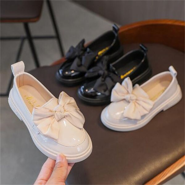 

Outdoor Kids Athletic Shoes PU Leather Casual Sneakers Bowtie Toddler Baby Girls Leather Shoes Soft Comfortable Princess Slip On Loafers Shoe Children Shoes, White