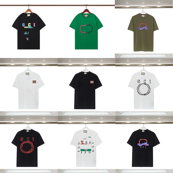 

designer t shirt mens couple luxury letter universal tee womens all-match clothes washed simple fabric printing colorful white fashion tee RO64, 014