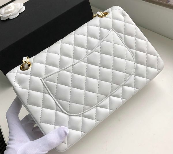 

10A Mirror quality calfskin shoulder bags classic 25.5cm sheepskin diamond lattice flap handbag designer women chain cross body bags luxury designers bag with box, Beige