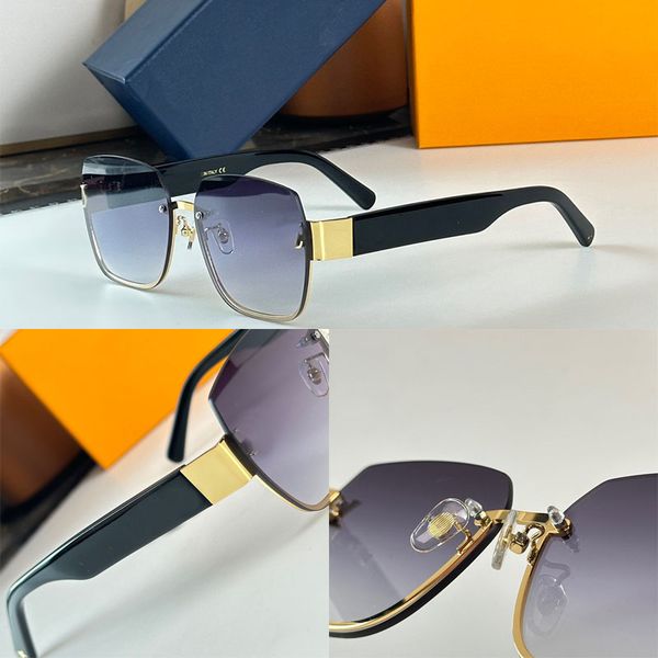 

Luxury and elegant women square metal sunglasses half frame gradient Sonnenbrillen with letter studs board mirror legs with logo pattern Z1863 leisure vacation