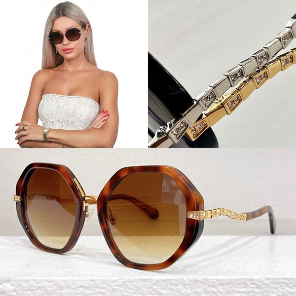 

Luxury Viper sunglasses geometric rectangular acetate frame metal curved legs temples with rhinestones gradient Oculos de sol BV8242 fashionable and sexy women