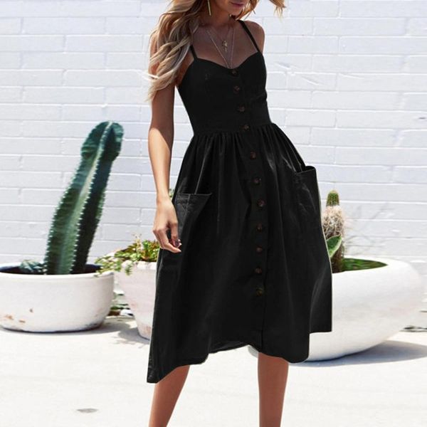 

Dresses Casual Bohemian Loose Sundress Summer Outfits for Women 2023 Round Neck Sleeveless Tank Dress Beach Style Swing Slim